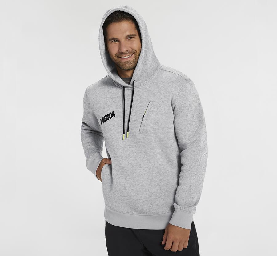 Hoka One One Mens Hoodie - Performance - Grey - LMIZ21586
